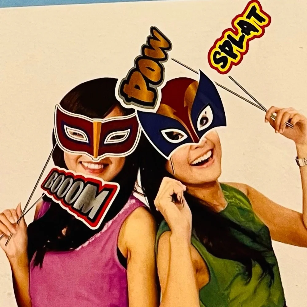 🍄NEW Photo Booth Props Super Hero Birthday Party Decorations Pictures Dress Up